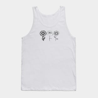 3 Minimal Line Art Flower Tank Top